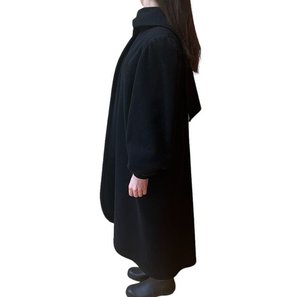 Vintage 1950’s Anglo Fabrics Black Wool Swing Coat - Picture 7 of 16